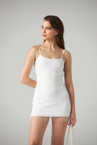 Sequin Mini Dress Blanco