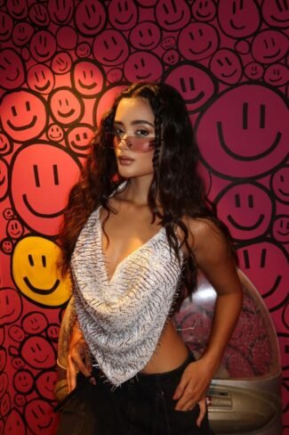 Sparkly Top Blanco/Plata